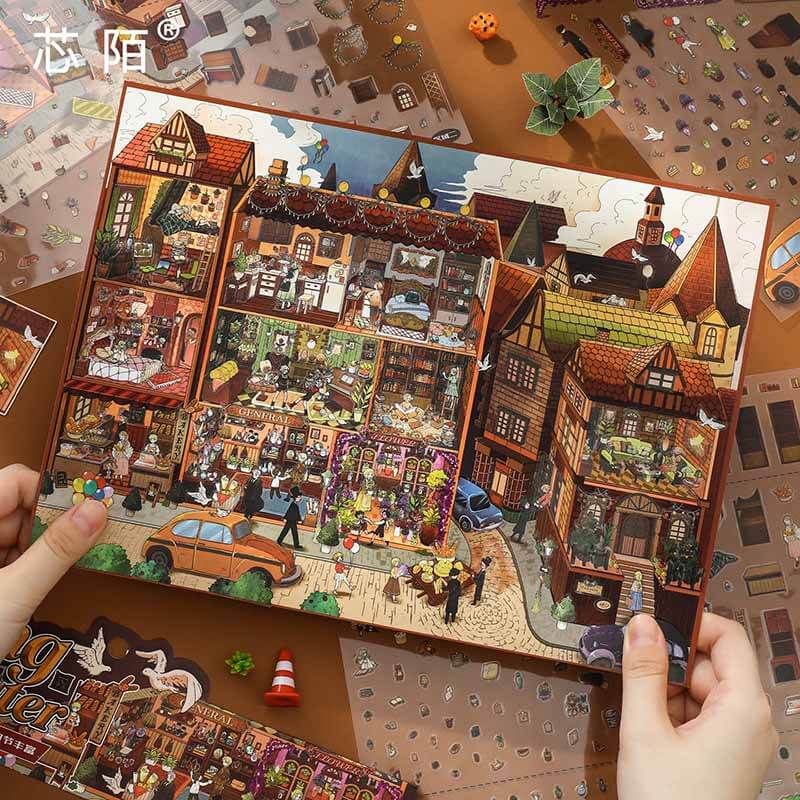 British Village Life Theater DIY 3D Scene Stickers 2 Cute Scenes(L)