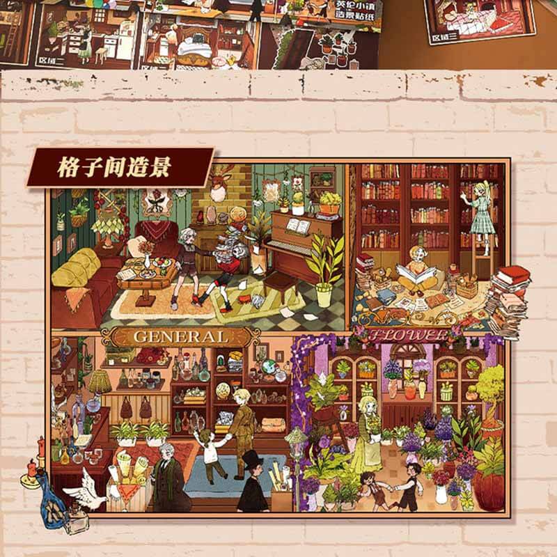 British Village Life Theater DIY 3D Scene Stickers 2 Cute Scenes(L)