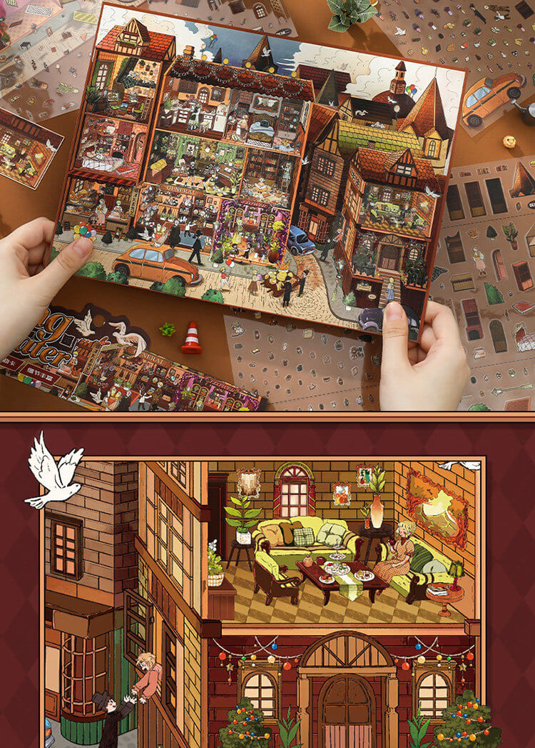 British Village Life Theater DIY 3D Scene Stickers 2 Cute Scenes(L)