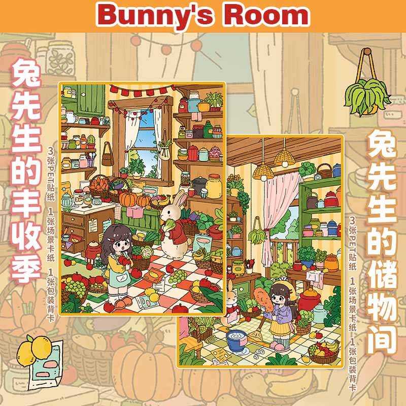 Bunny's Room DIY 3D Scene Stickers 2 Cute Miniature Scenes(L)