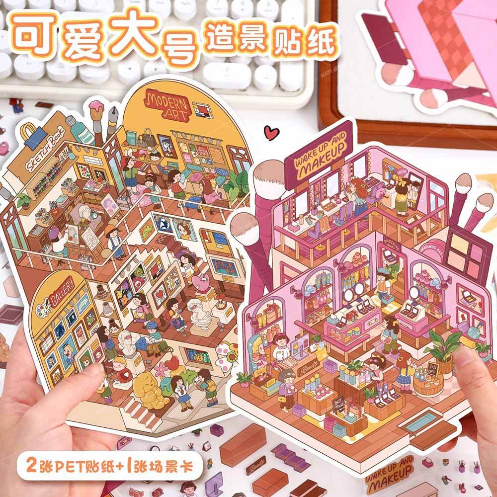 Canvas & Blush Tales DIY 3D Scene Stickers 2 Cute Miniature Scenes(L)
