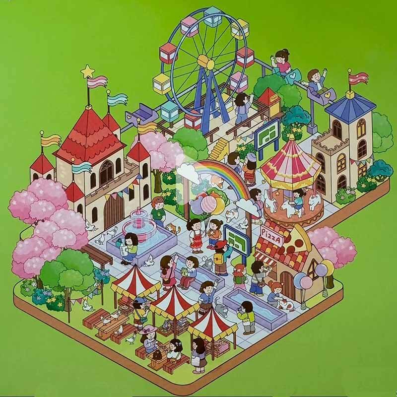 Capybara Funland DIY 3D Scene Sticker 4 Cute Miniature Scenes(L)