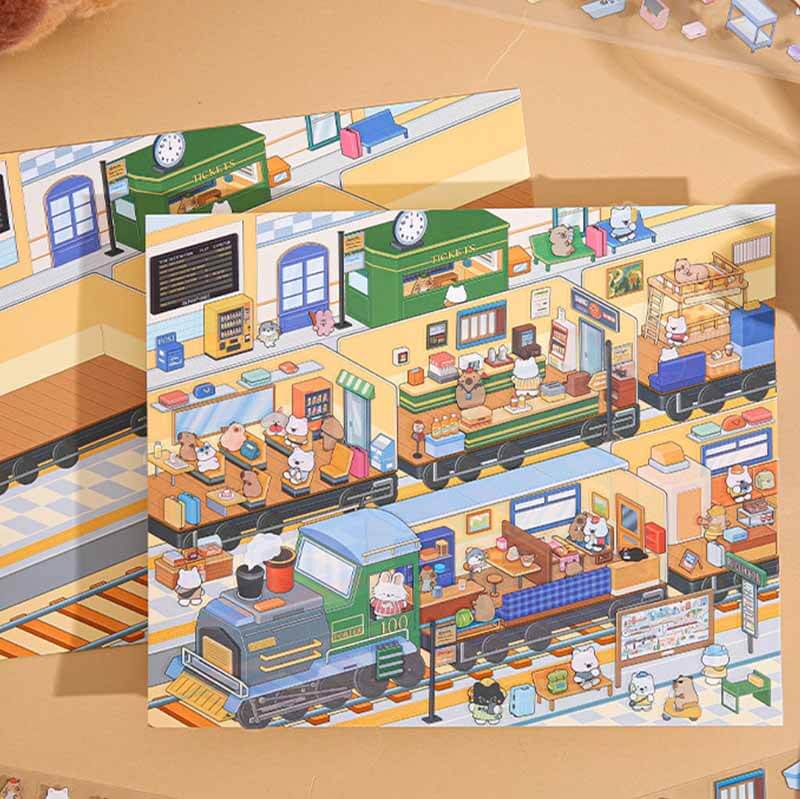 Capybara Travel Club DIY 3D Scene Stickers 4 Cute Miniature Scenes(M)