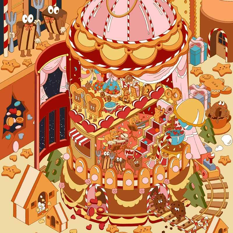Carnival Dreams 3D Scene Stickers 4 Cute Miniature Scenes (M&L)