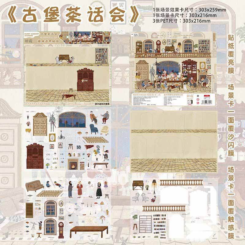 Castle Tea Party DIY 3D Scene Stickers 2 Cute Miniature Scenes