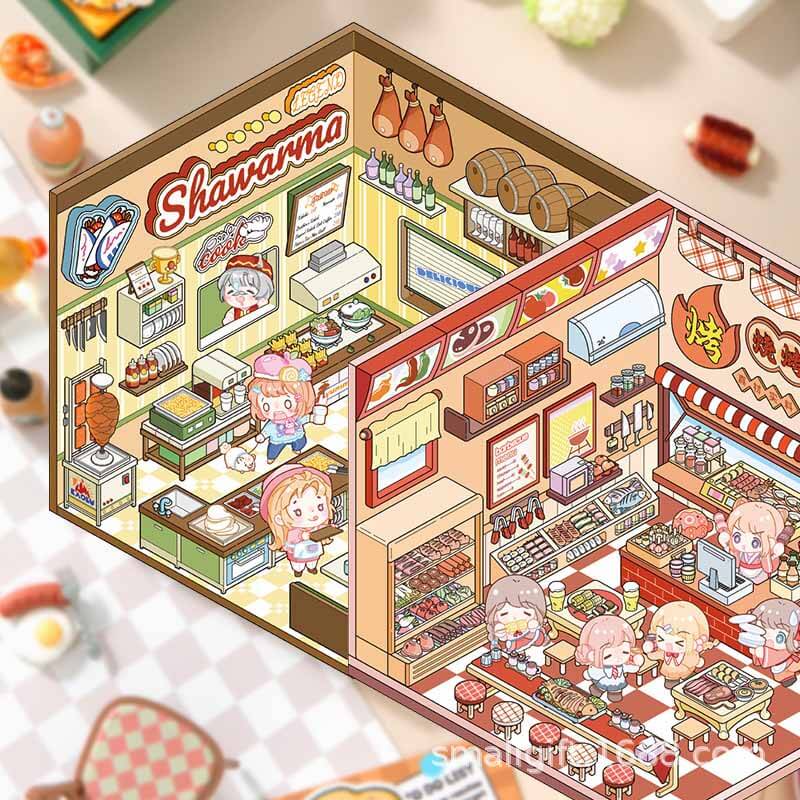 Casual Business DIY 3D Scene Stickers 4 Cute Miniature Scenes(S)