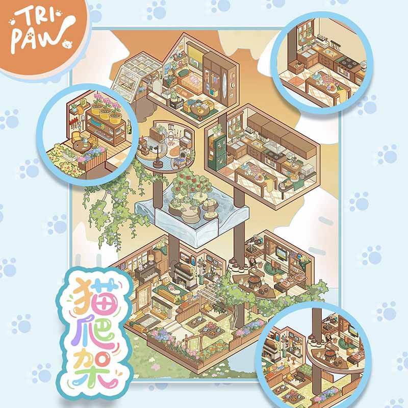 Cat Climbing Shelf DIY 3D Scene Stickers Cute Miniature Scenes