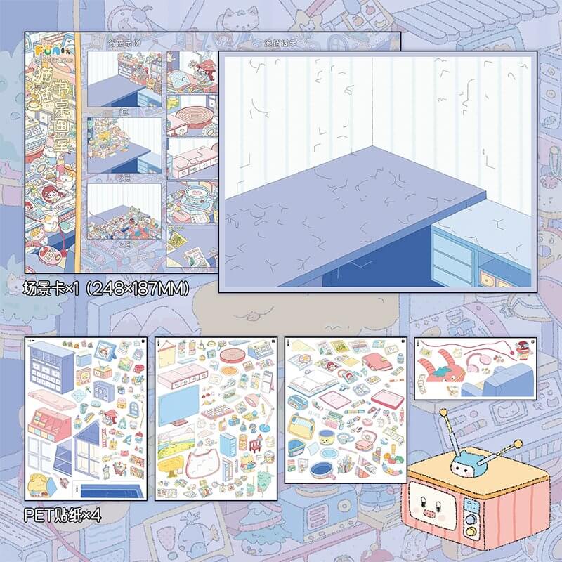 Cat Delight DIY 3D Scene Stickers With Guide Lines(XXL)