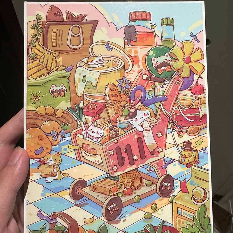 Cat Town Bazaar DIY 3D Scene Stickers 4 Cute Miniature Scenes(S)