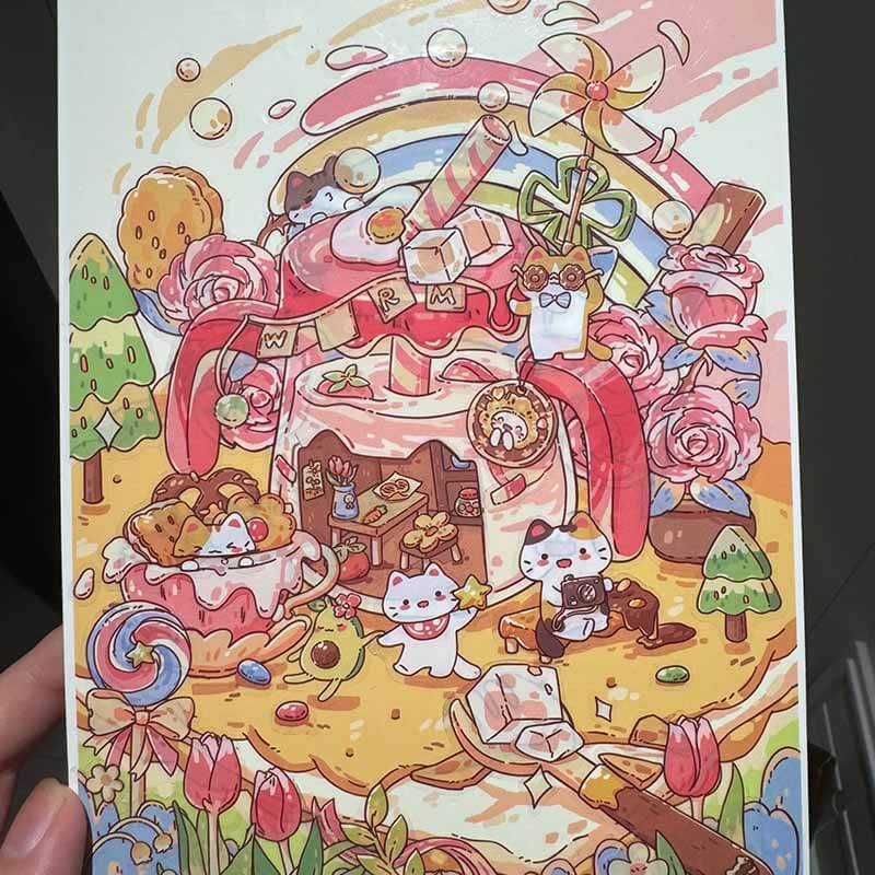 Cat Town Bazaar DIY 3D Scene Stickers 4 Cute Miniature Scenes(S)