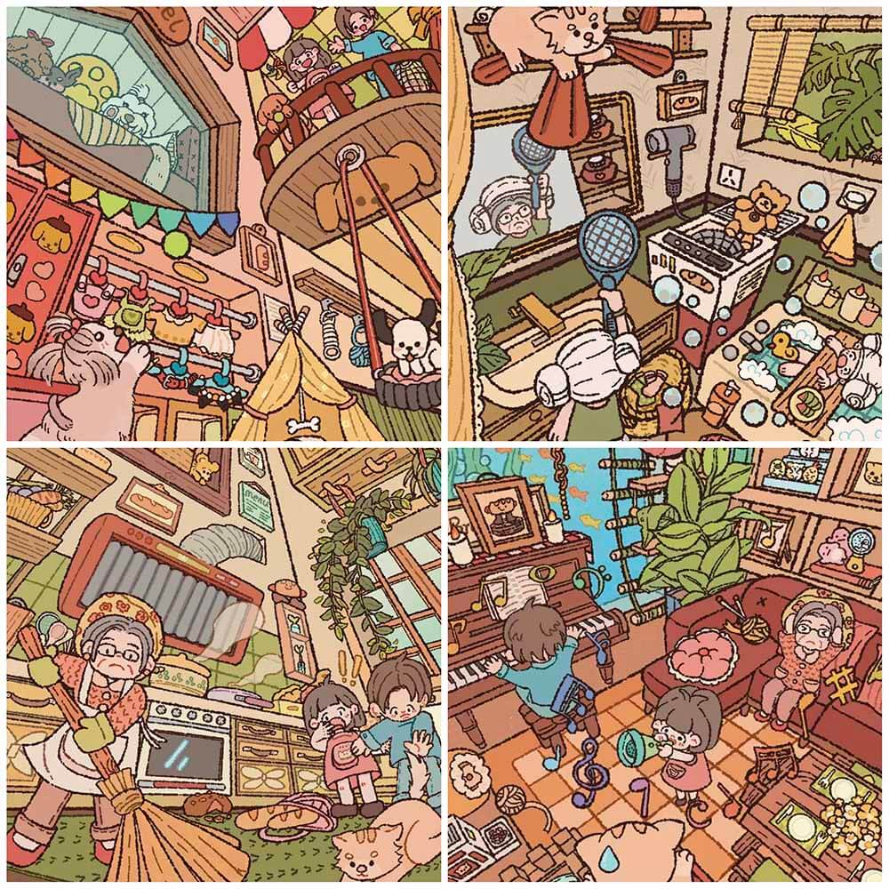 Cat's Eye View DIY 3D Scenes Sticker Cute Miniature Scenes(S)