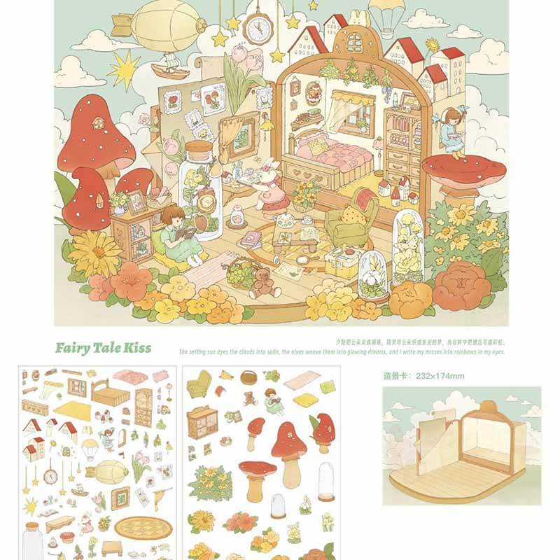 Celestial Whispers DIY 3D Scene Stickers 4 Cute Miniature Scenes(L)