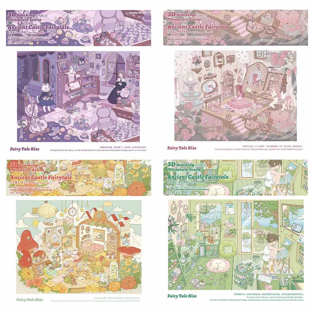 Celestial Whispers DIY 3D Scene Stickers 4 Cute Miniature Scenes(L)