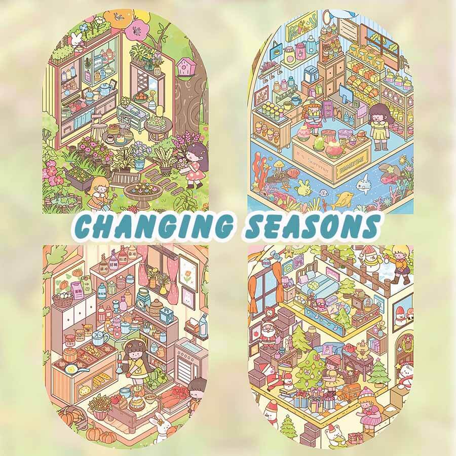 Changing Seasons DIY 3D Scene Stickers Cute Miniature Scenes(S)