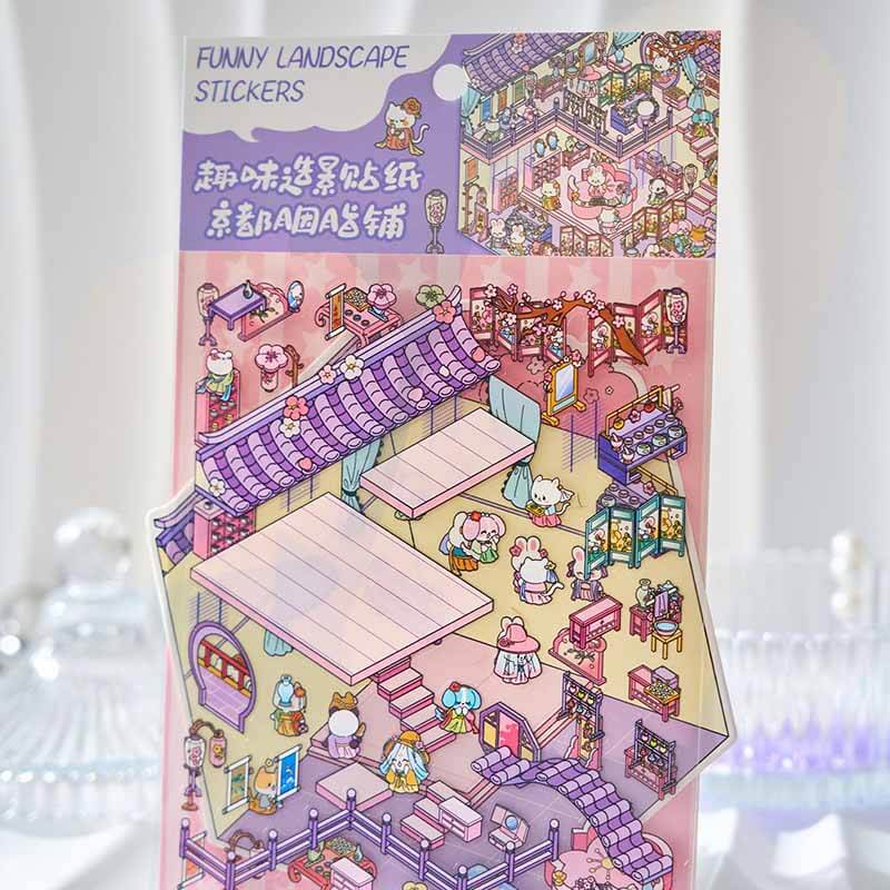 Character Towns DIY 3D Scene Stickers 4 Cute Miniature Scenes(S)