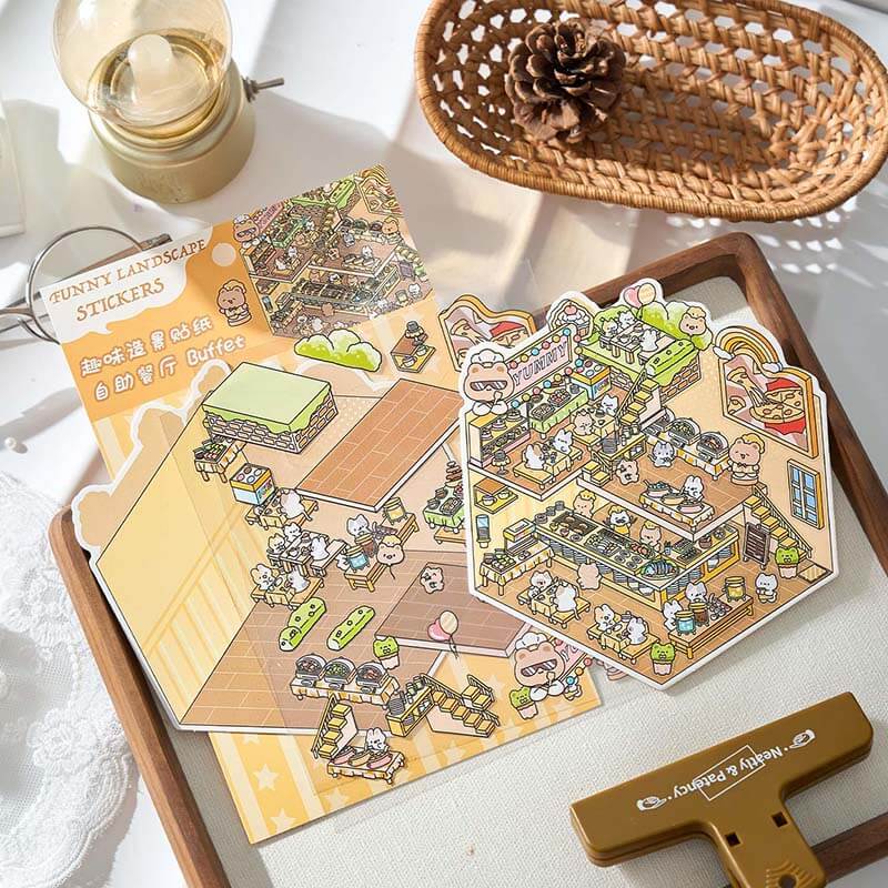 Character Towns DIY 3D Scene Stickers 4 Cute Miniature Scenes(S)
