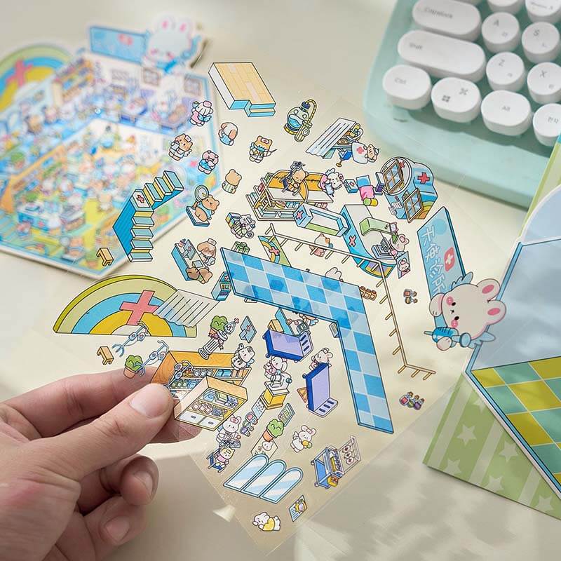 Character Towns DIY 3D Scene Stickers 4 Cute Miniature Scenes(S)