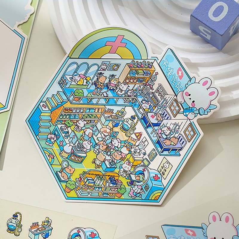 Character Towns DIY 3D Scene Stickers 4 Cute Miniature Scenes(S)