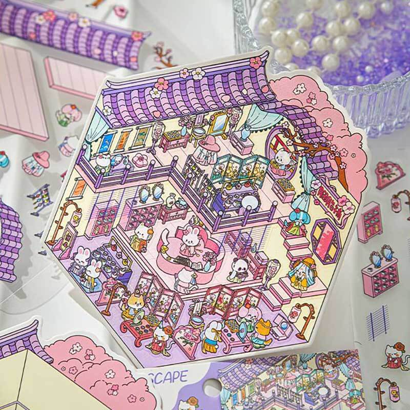 Character Towns DIY 3D Scene Stickers 4 Cute Miniature Scenes(S)