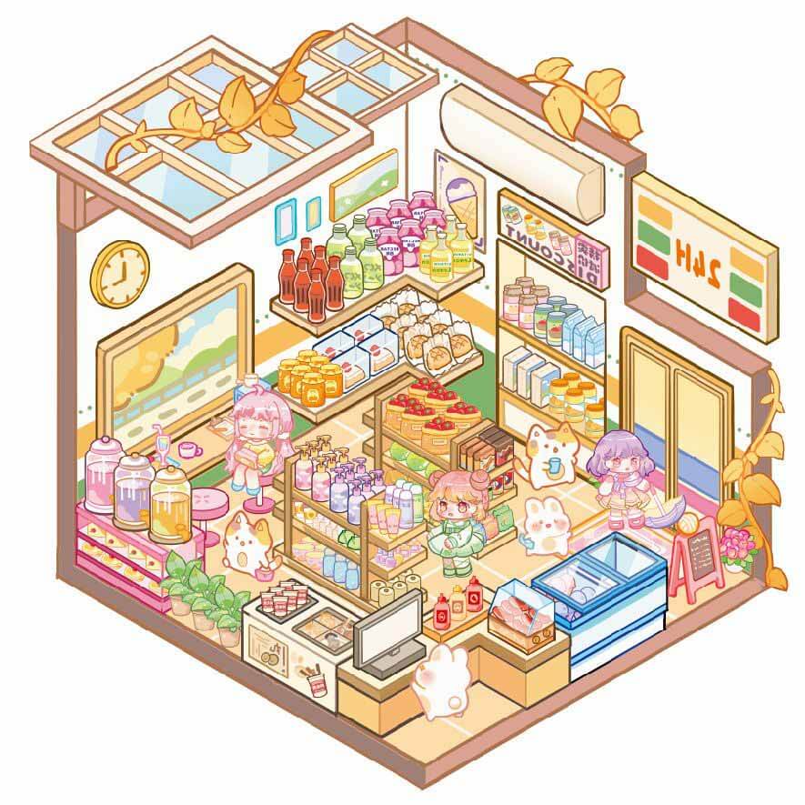 Charm Bazaar DIY 3D Scene Sticker 4 Cute Miniature Scenes(S)