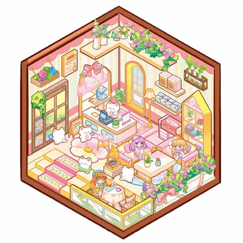 Charm Bazaar DIY 3D Scene Sticker 4 Cute Miniature Scenes(S)