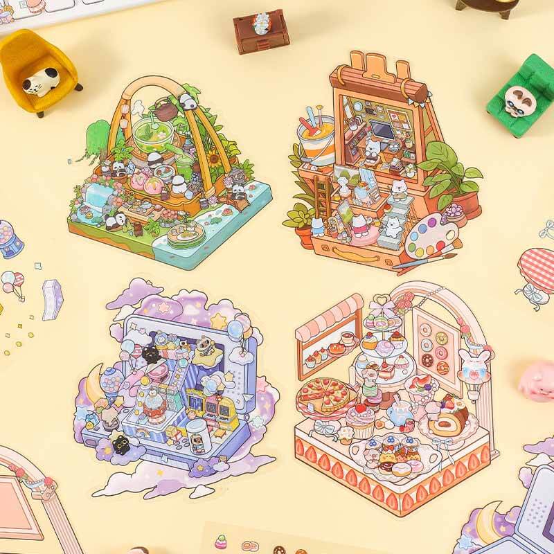 Charming Companions DIY 3D Scene Stickers 4 Cute Miniature Scenes(S)
