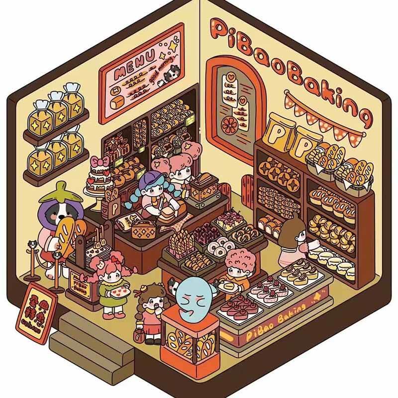 Autocollants de scène 3D Charming Corner : 4 scènes miniatures mignonnes