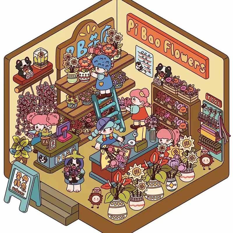 Autocollants de scène 3D Charming Corner : 4 scènes miniatures mignonnes