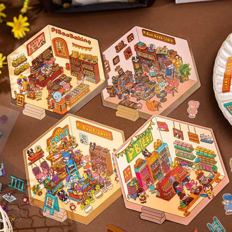 Autocollants de scène 3D Charming Corner : 4 scènes miniatures mignonnes