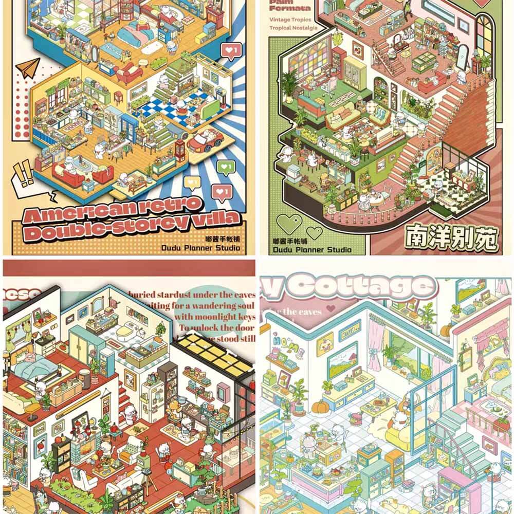Charming Home DIY 3D Scene Stickers 4 Cute Miniature Scenes(XL)