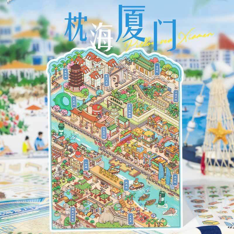 Chasing the Coastline DIY 3D Scene Stickers 4 Cute Miniature Scenes(XL)