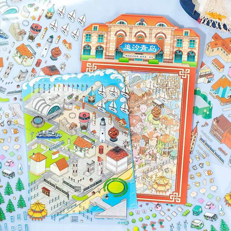 Chasing the Coastline DIY 3D Scene Stickers 2 Cute Miniature Scenes(XL)