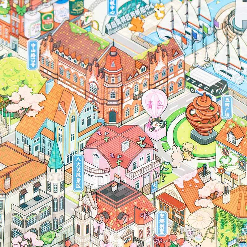 Chasing the Coastline DIY 3D Scene Stickers 4 Cute Miniature Scenes(XL)