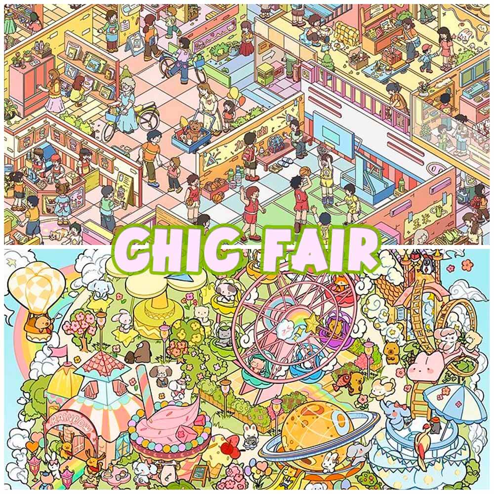 Chic Fair DIY 3D Scene Stickers 2 Cute Miniature Scenes(XL)