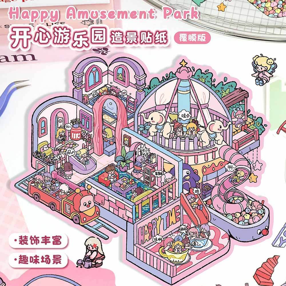 Children's World DIY 3D Scene Stickers 2 Cute Miniature Scenes(L)