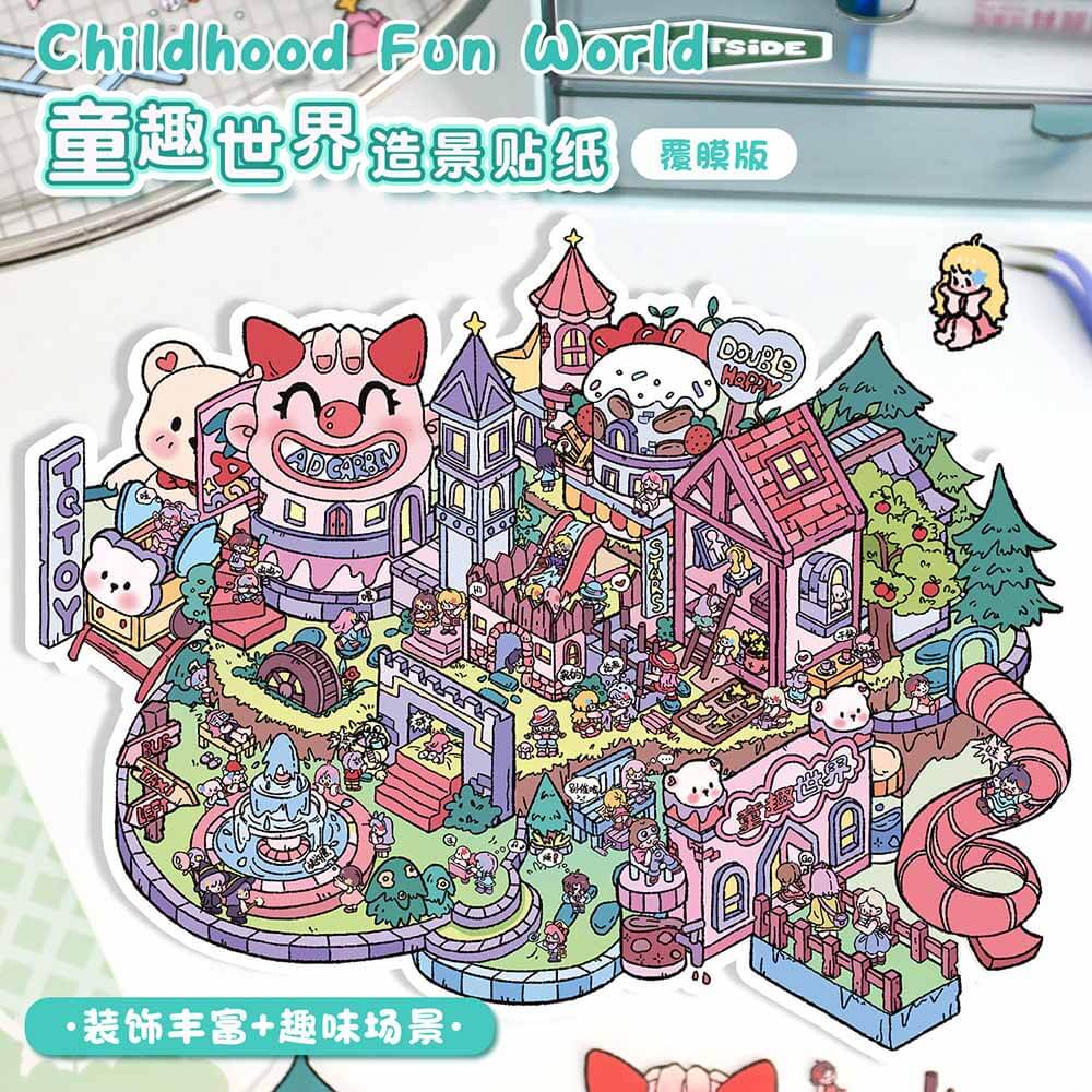 Children's World DIY 3D Scene Stickers 2 Cute Miniature Scenes(L)