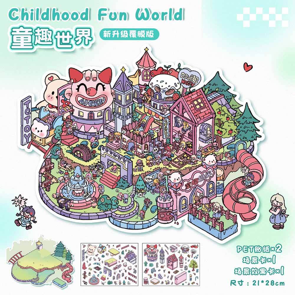 Children's World DIY 3D Scene Stickers 2 Cute Miniature Scenes(L)