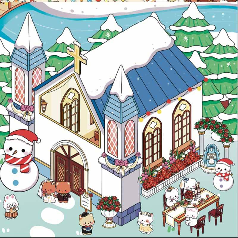 Christmas Celebration DIY 3D Scene Stickers 4 Cute Scenes(M)