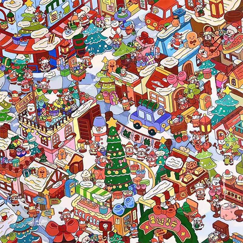 Christmas Eve DIY 3D Scene Stickers Cute Miniature Scenes(XXL)