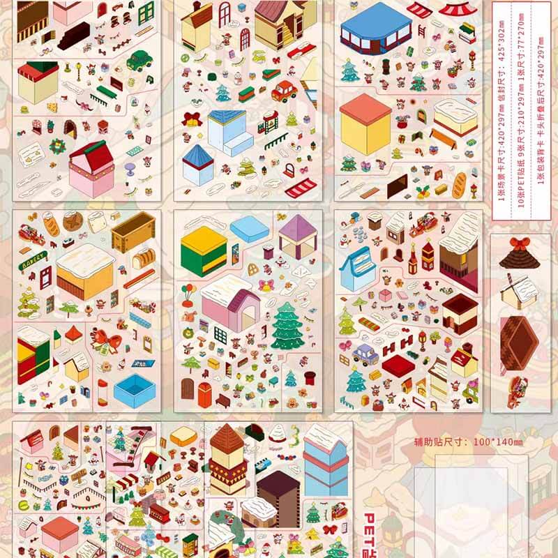 Christmas Eve DIY 3D Scene Stickers Cute Miniature Scenes(XXL)