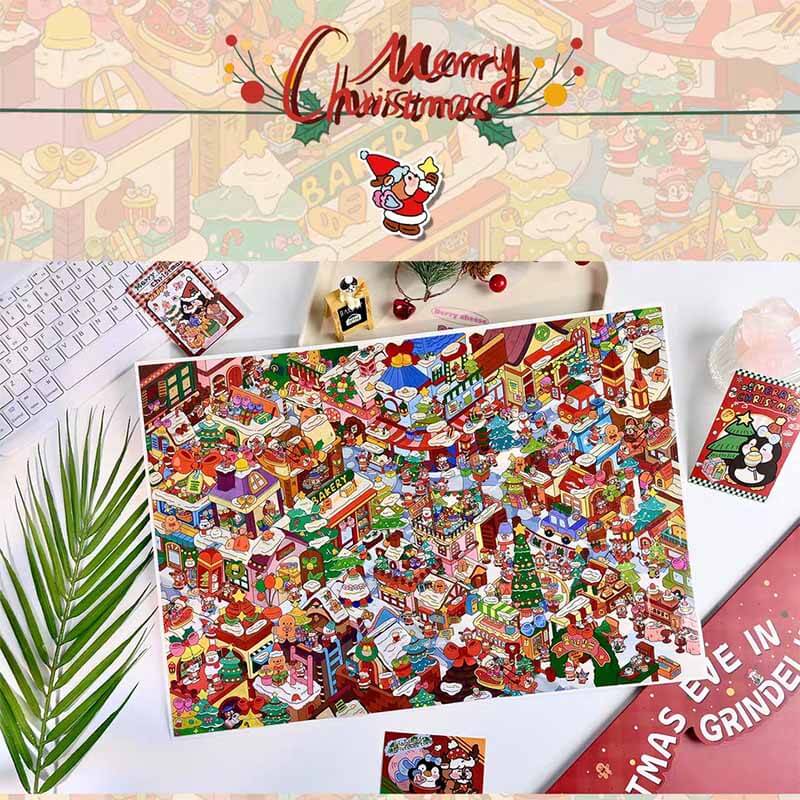 Christmas Eve DIY 3D Scene Stickers Cute Miniature Scenes(XXL)