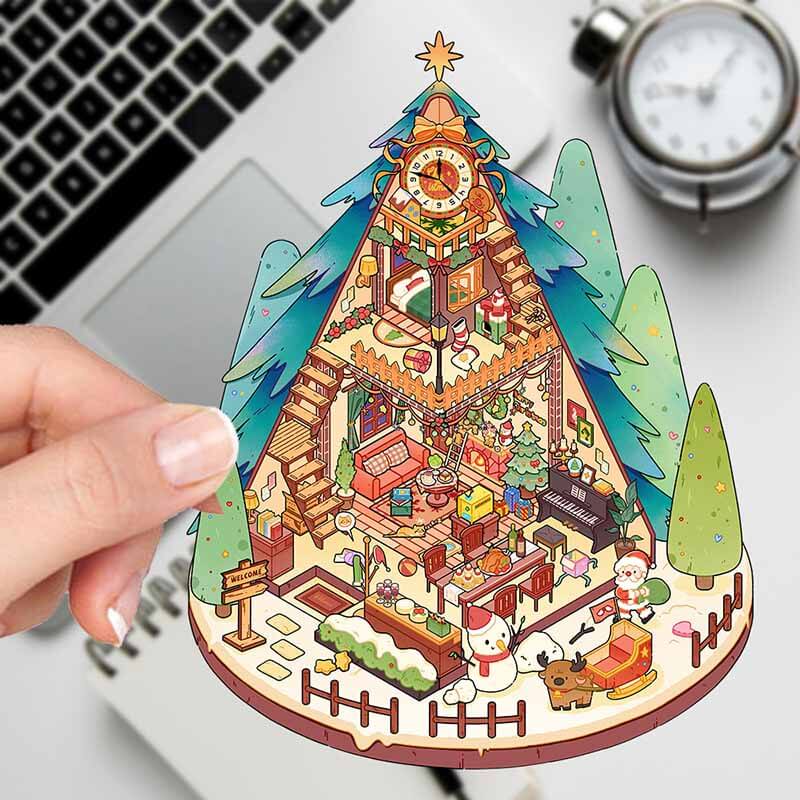 Christmas Garden House DIY 3D Scenes Sticker 4 Cute Scenes(S&L)