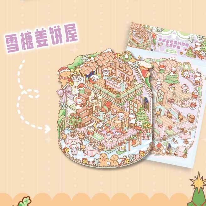 Christmas Sweet House DIY 3D Scenes Sticker 2 Cute Scenes(M)