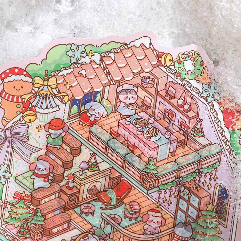 Christmas Sweet House DIY 3D Scenes Sticker 2 Cute Scenes(M)