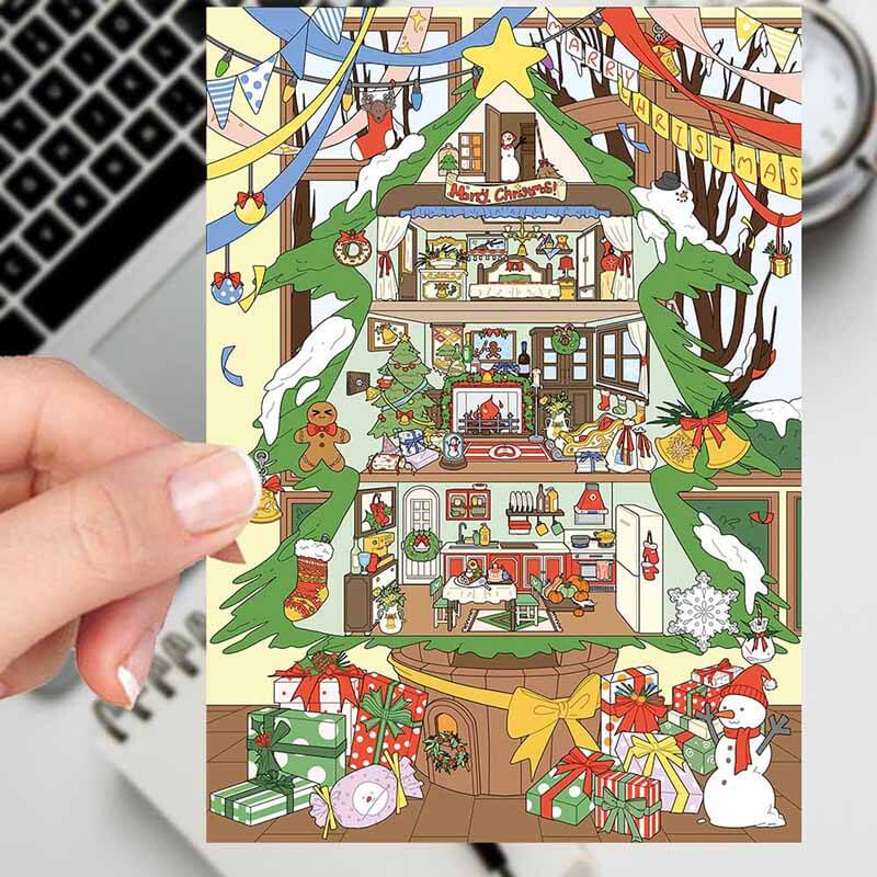 Christmas Town DIY 3D Scene Stickers 3 Cute Miniature Scenes(L)