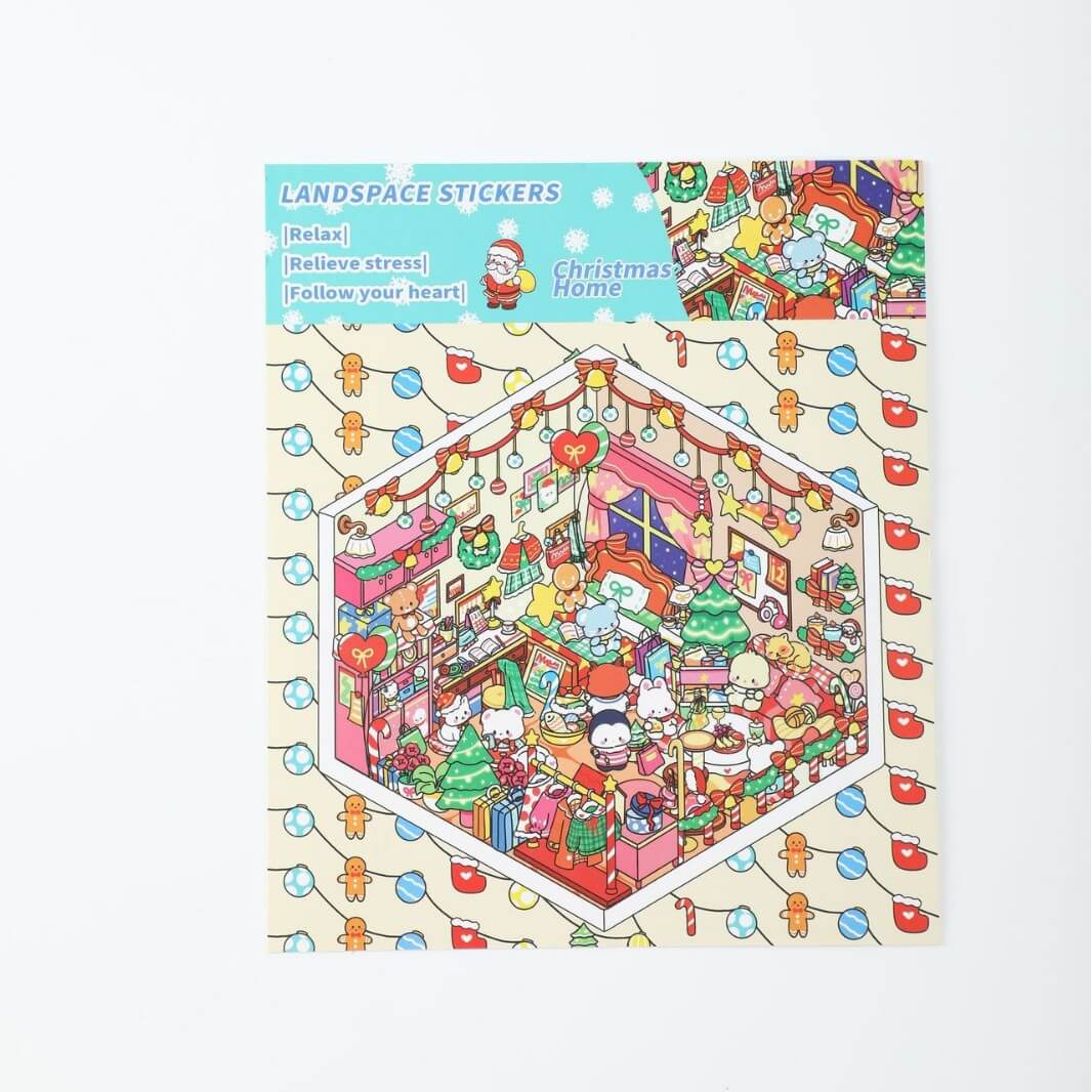 Christmas Toy House DIY 3D Scene Stickers 4 Cute Scenes(M)