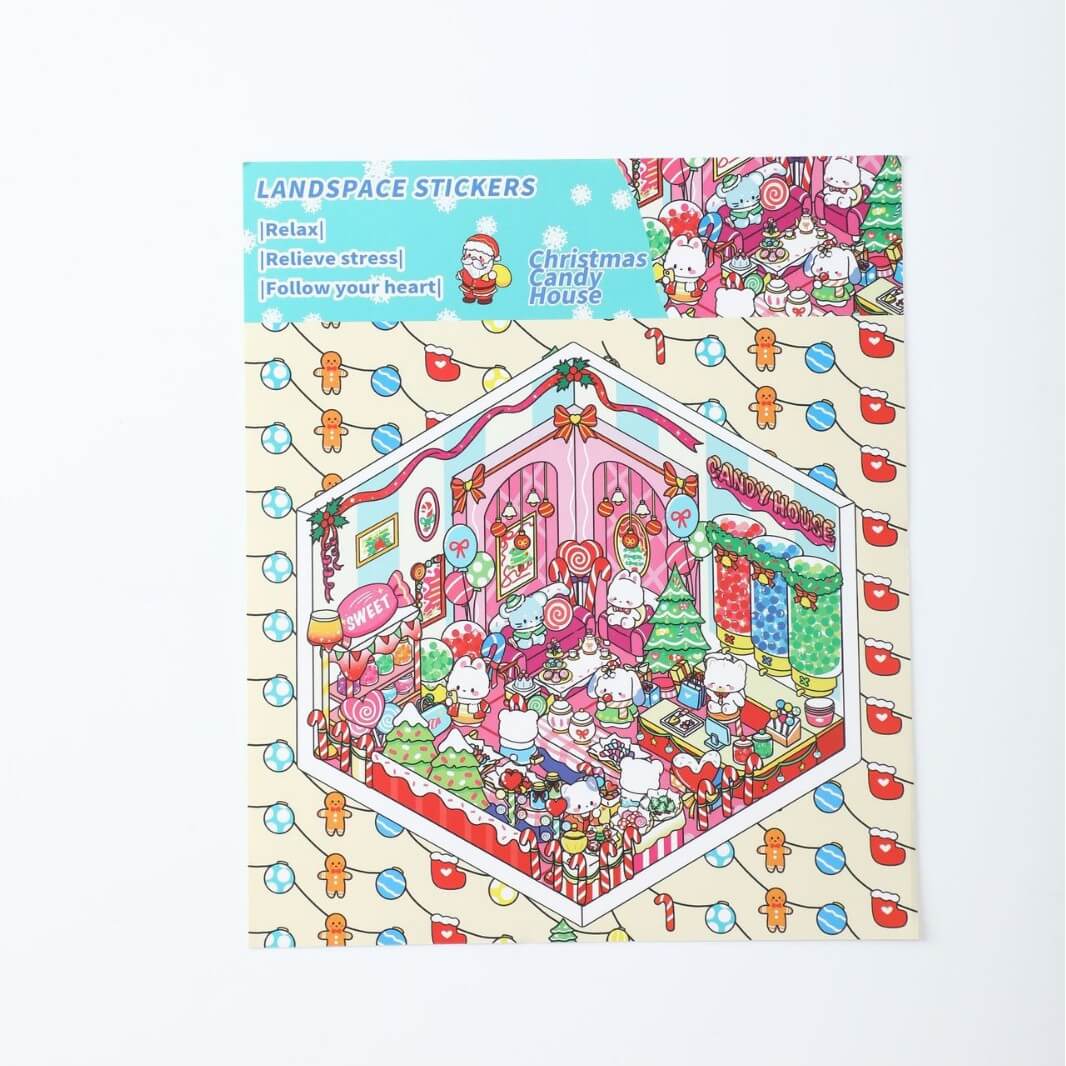 Christmas Toy House DIY 3D Scene Stickers 4 Cute Scenes(M)