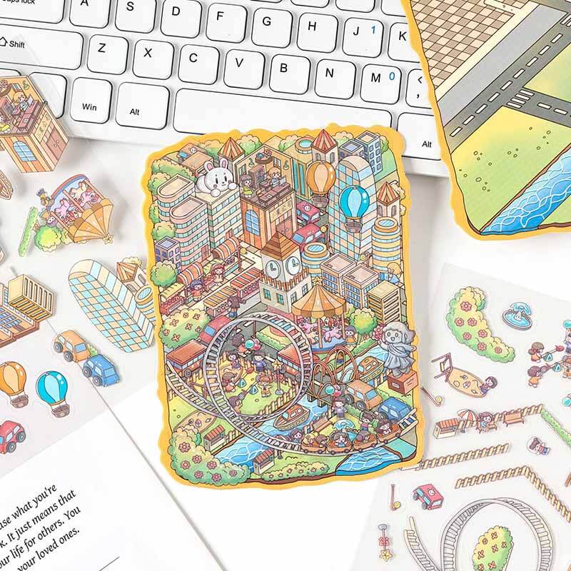 City Centre DIY 3D Sticker Collection 4 Cute Miniature Scenes(S)