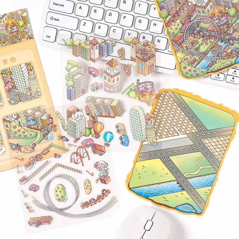 City Centre DIY 3D Sticker Collection 4 Cute Miniature Scenes(S)