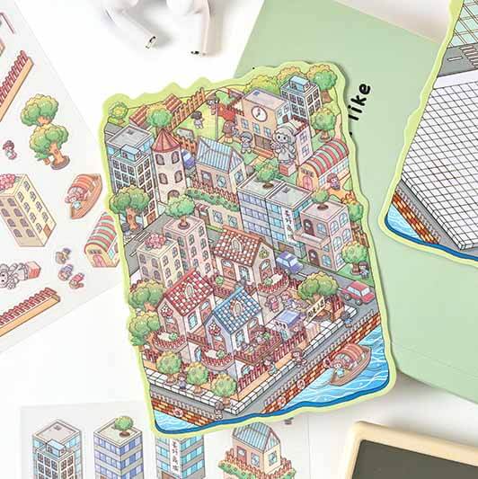City Centre DIY 3D Sticker Collection 4 Cute Miniature Scenes(S)